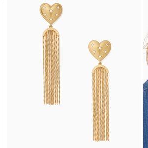 Kate spade heart fringe earrings